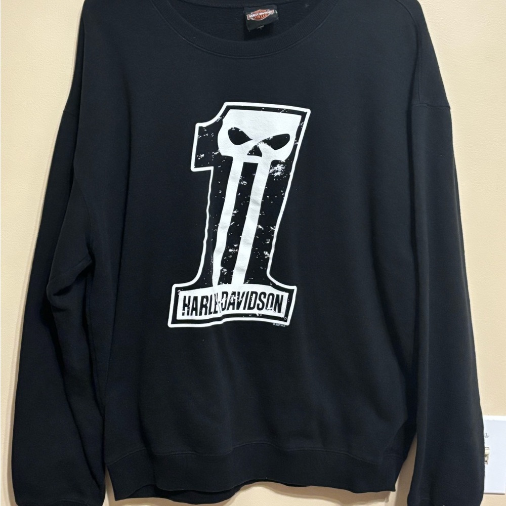 Harley-Davidson Black and White Crewneck Sweater